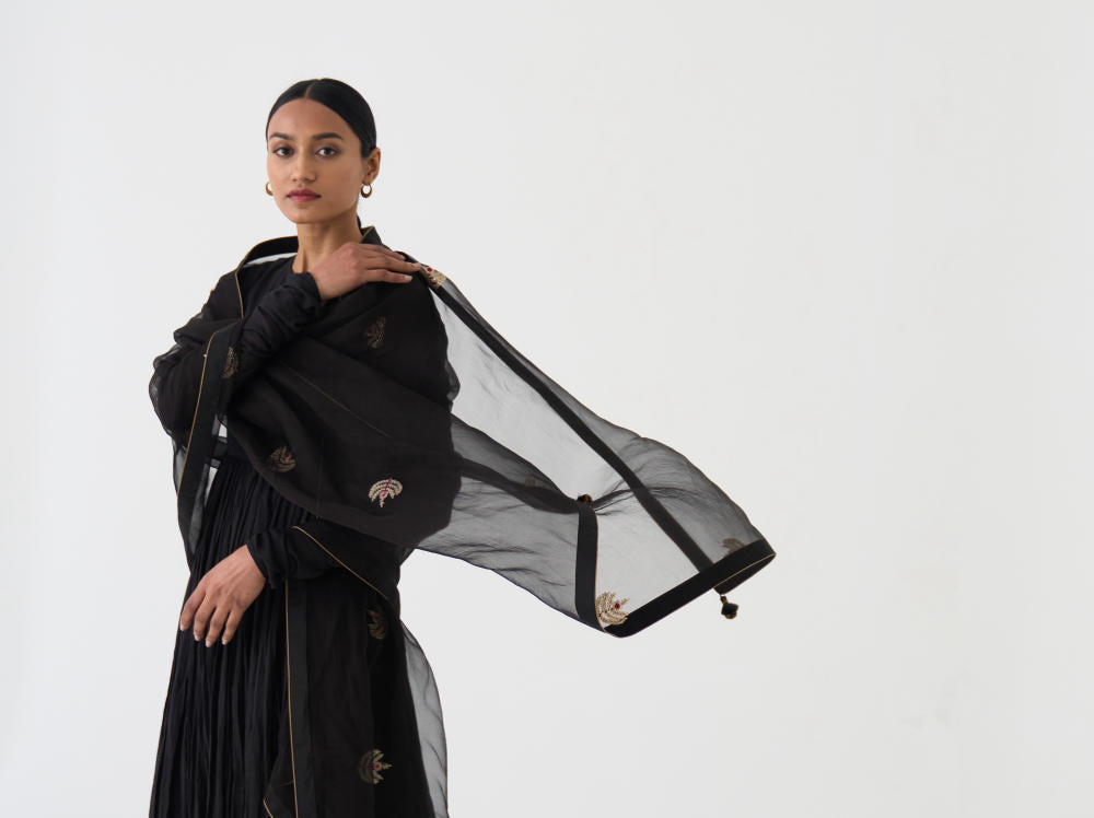 Black Leila Organza Dupatta