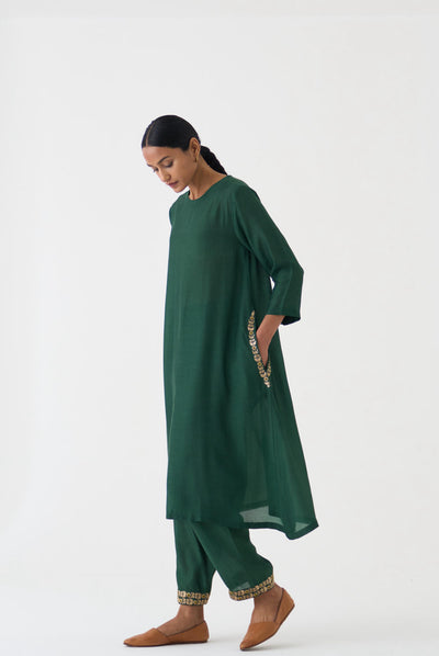 Mysa Deep Green Kurta Set