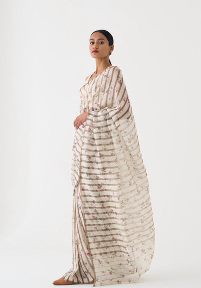 Chintz Ivory Zari Stripped Saree