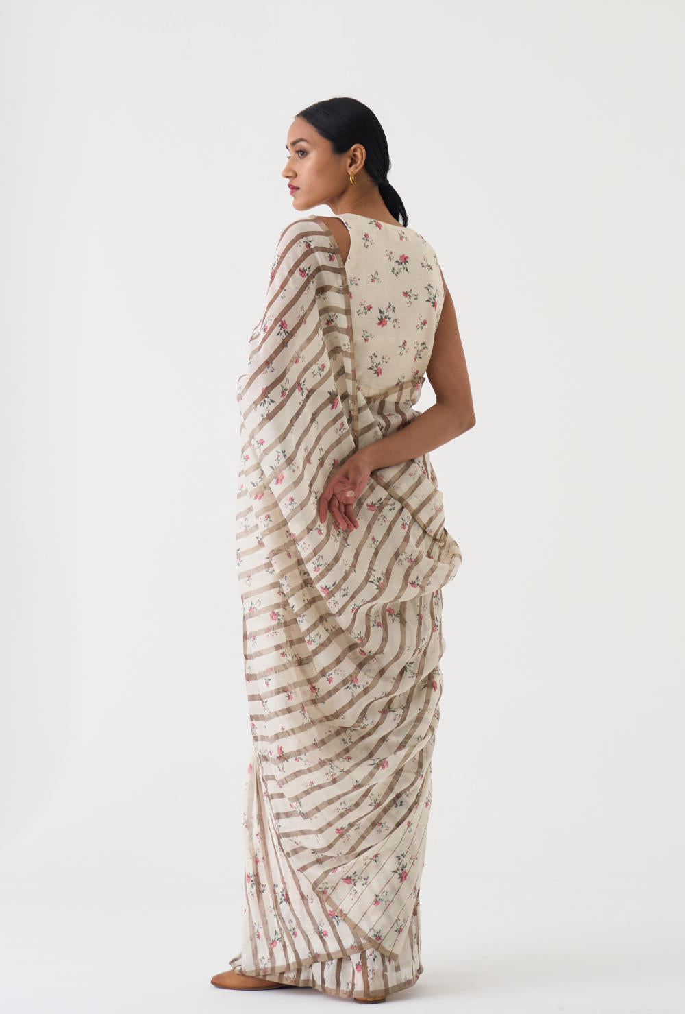 Chintz Ivory Zari Stripped Saree