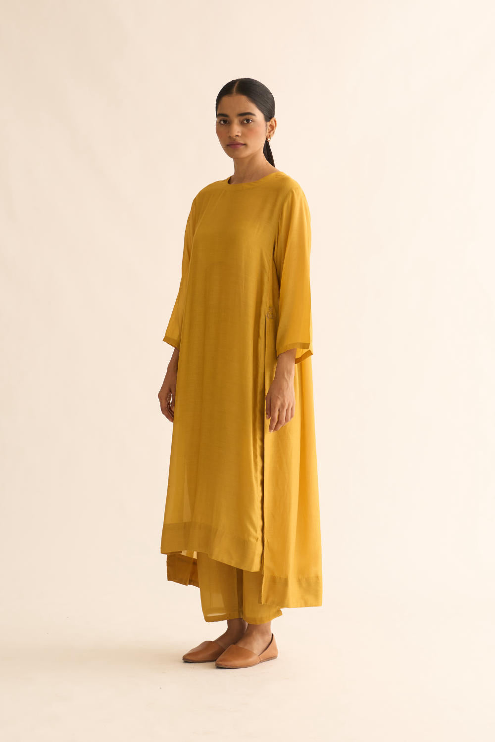 AVANI MUSTARD BACK GATHER KURTA SET