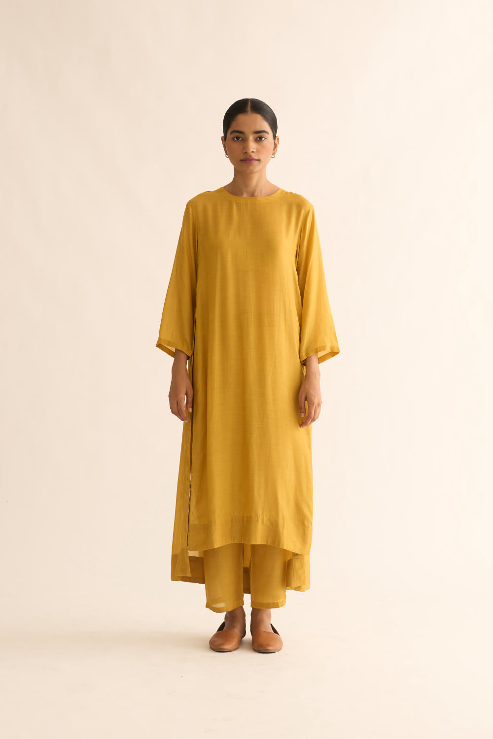 AVANI MUSTARD BACK GATHER KURTA SET