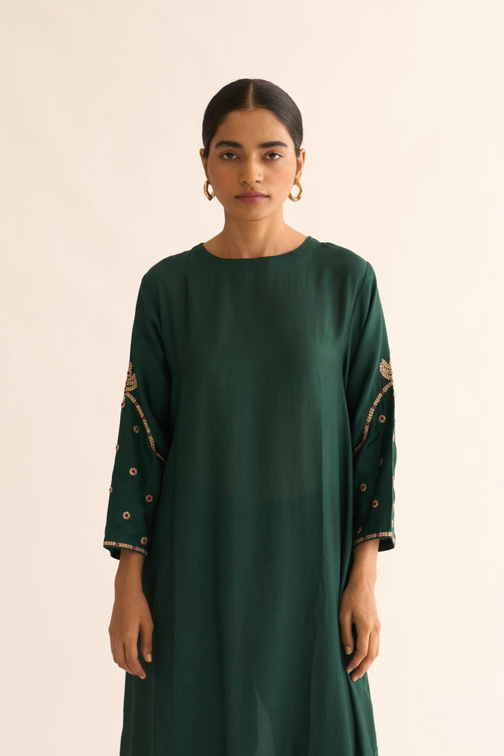 AMBILY DEEP GREEN SILK KURTA SET