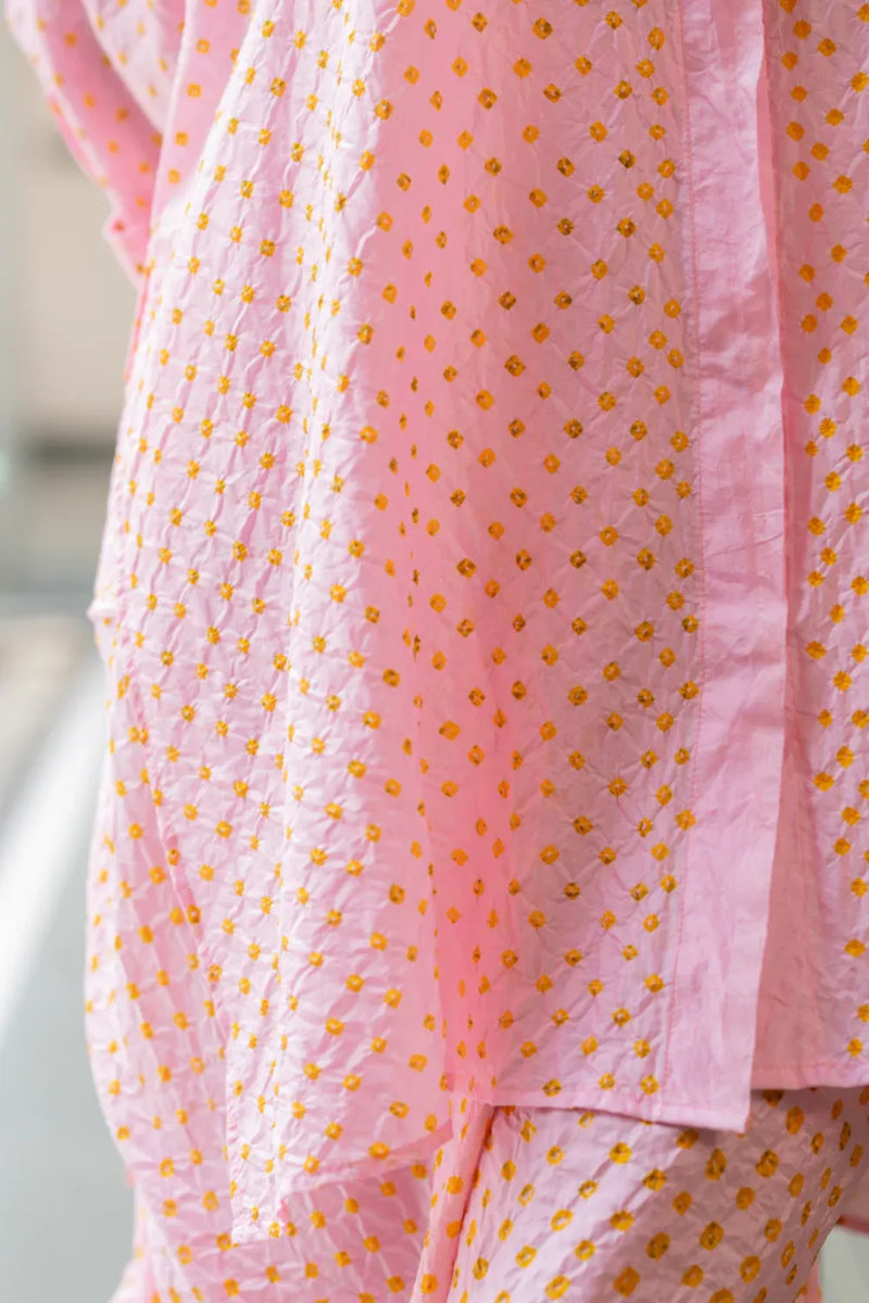 DOTS M BOX SHIRT-PINK silk by Dyelogue in pink color for women Worldwide