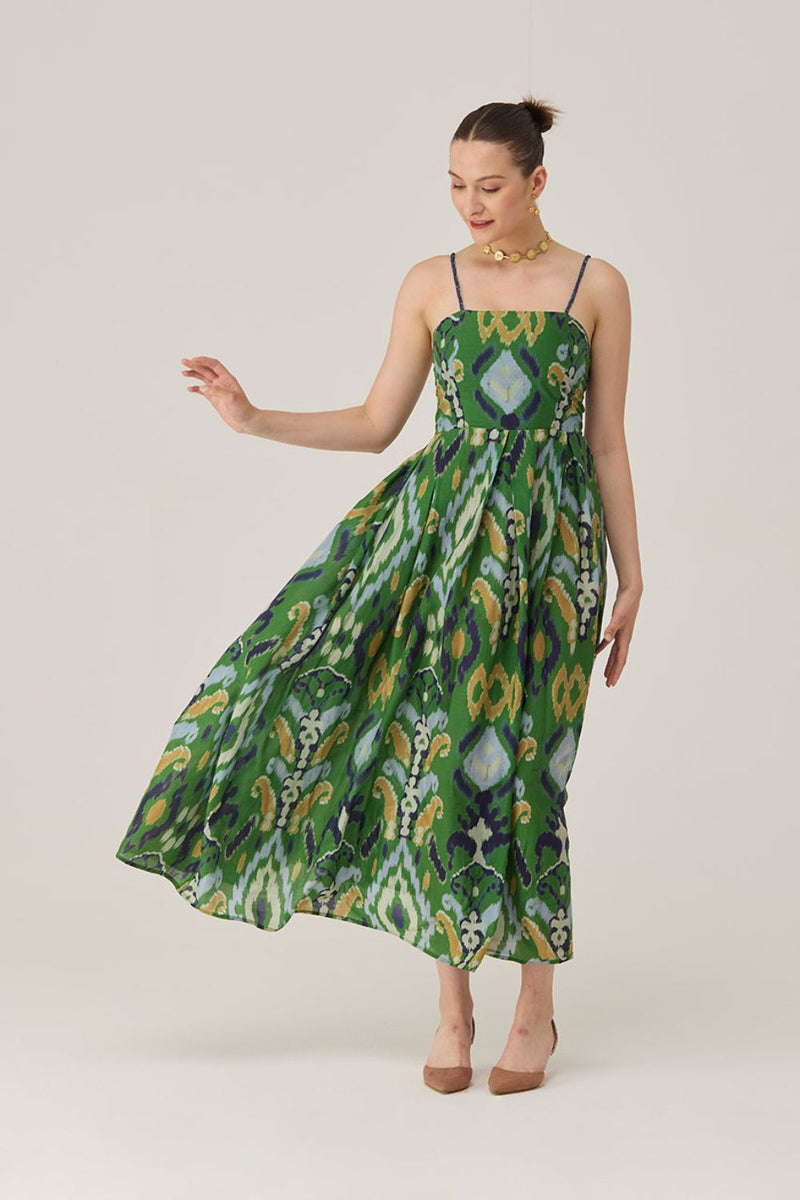 Empire Ikat Beaded Maxi Dress silk by World of SiSa for women Worldwide