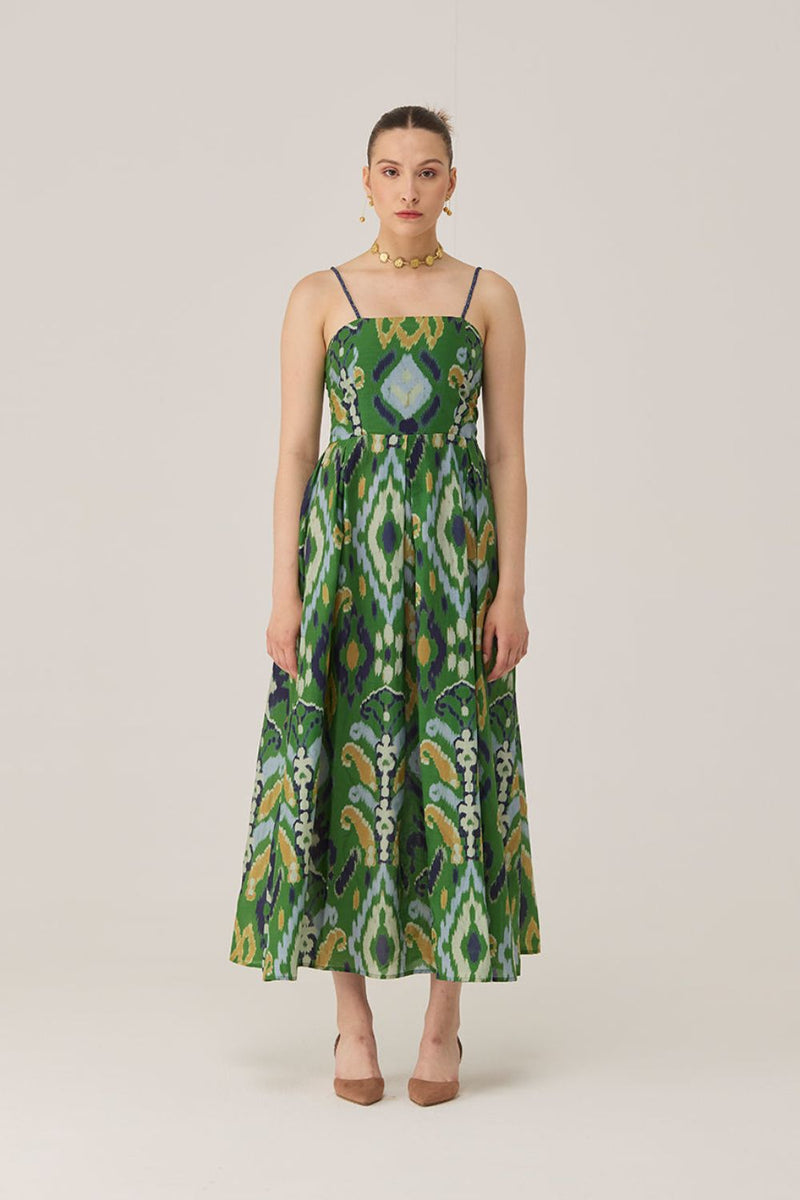 Empire Ikat Beaded Maxi Dress silk by World of SiSa for women Worldwide