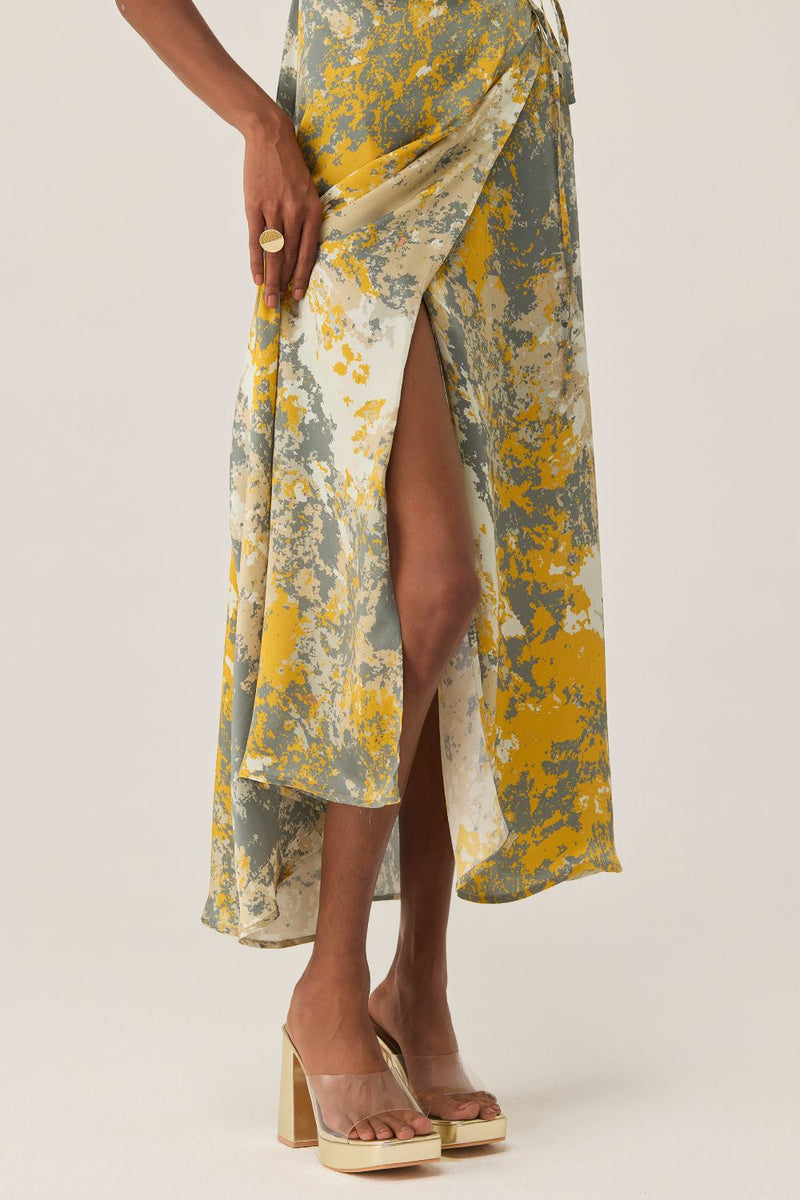 Gold Autumn Sleeveless Wrap Dress by World of SiSa for women Worldwide