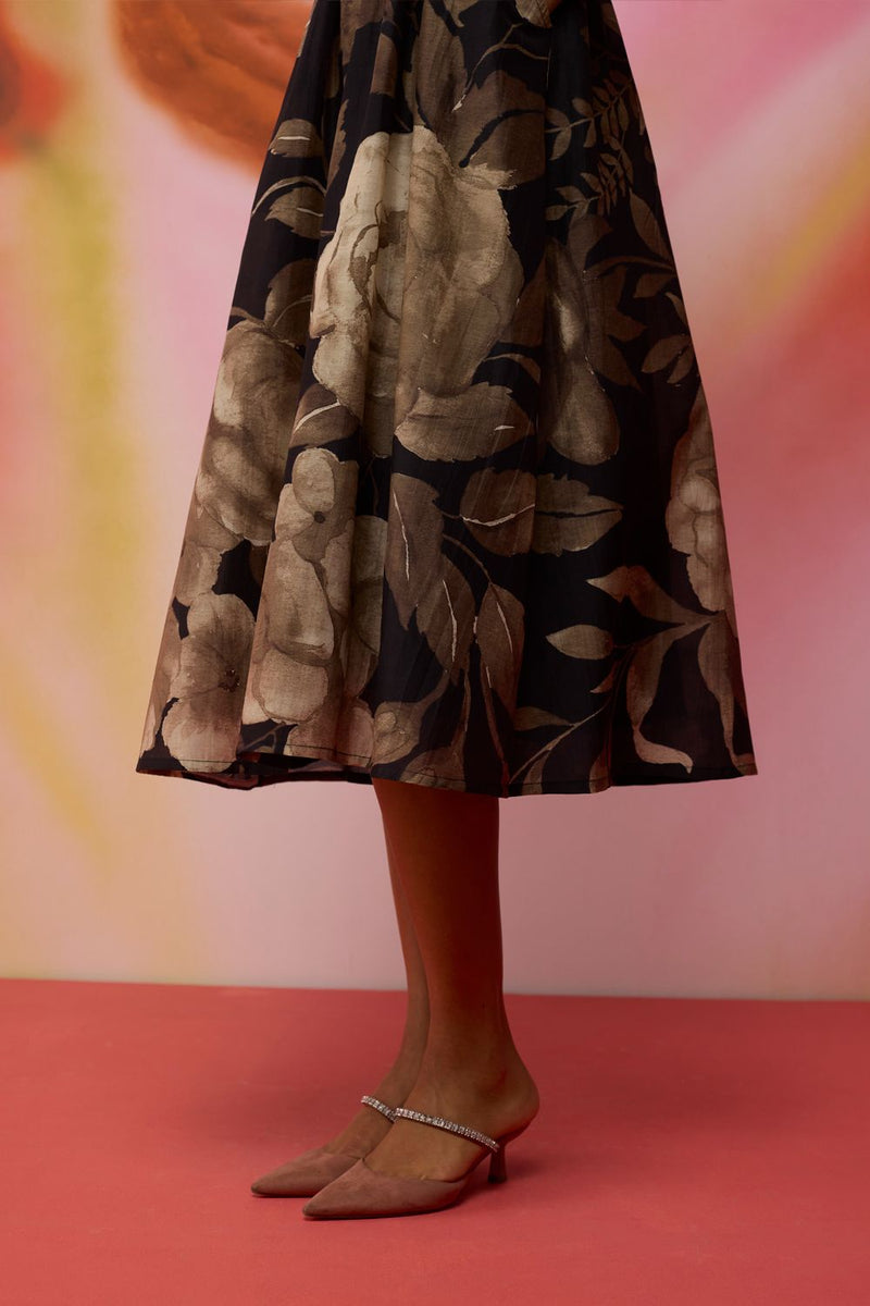 Sepia Blossom Midi Wrap Dress silk by World of SiSa for women Worldwide