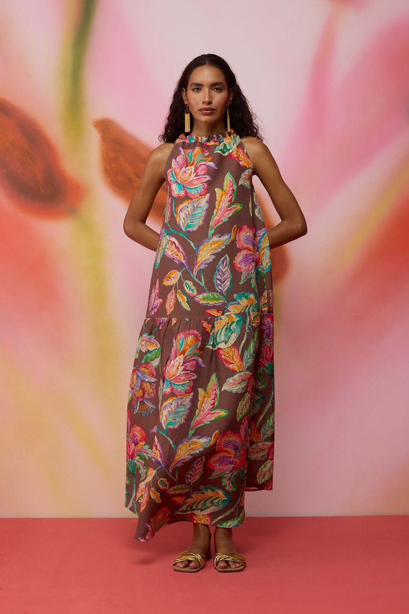 Cocoa Chintz Maxi Dress cotton by World of SiSa for women Worldwide