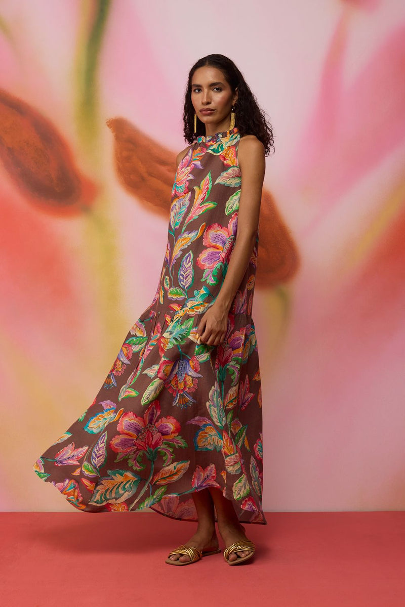 Cocoa Chintz Maxi Dress cotton by World of SiSa for women Worldwide