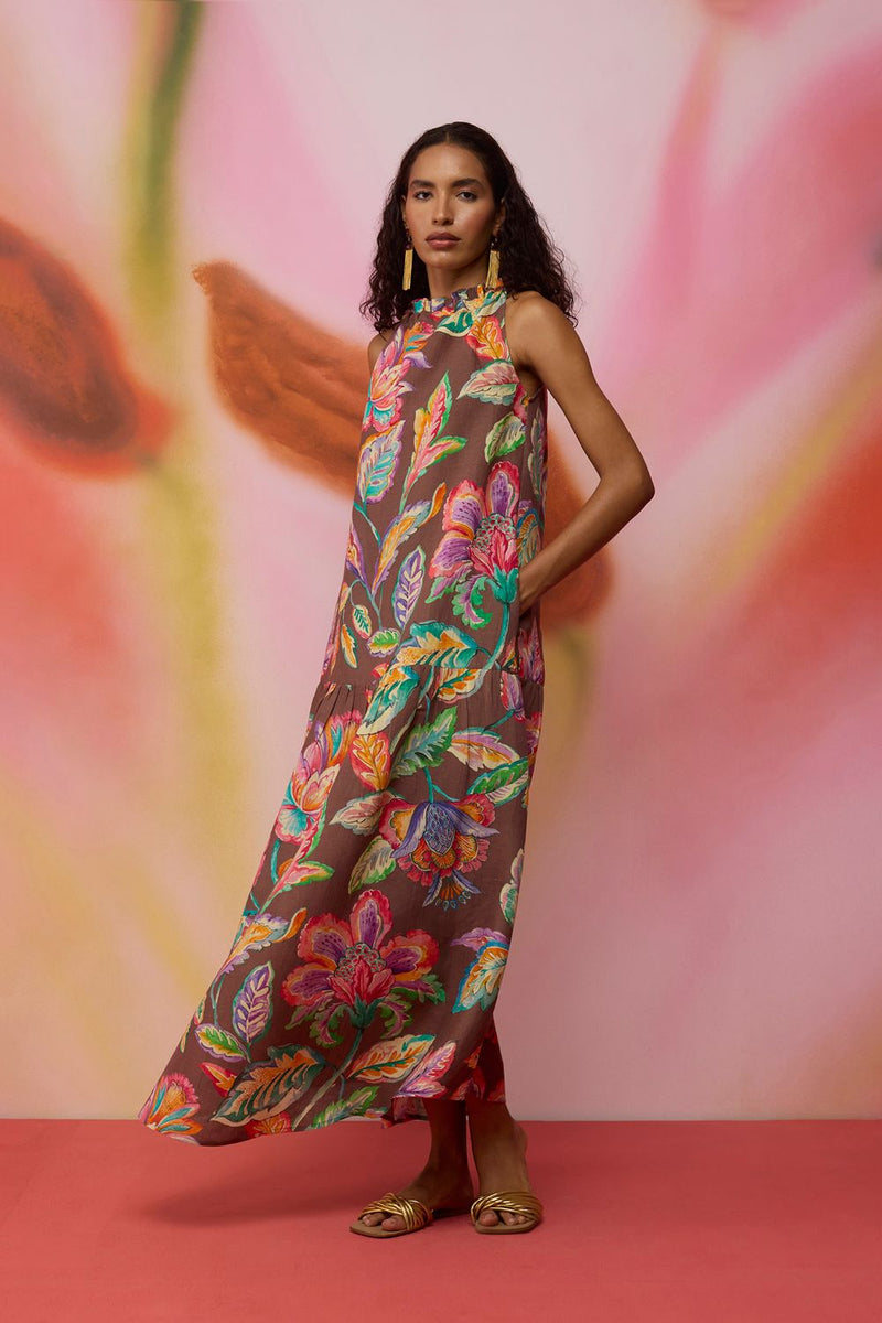 Cocoa Chintz Maxi Dress cotton by World of SiSa for women Worldwide