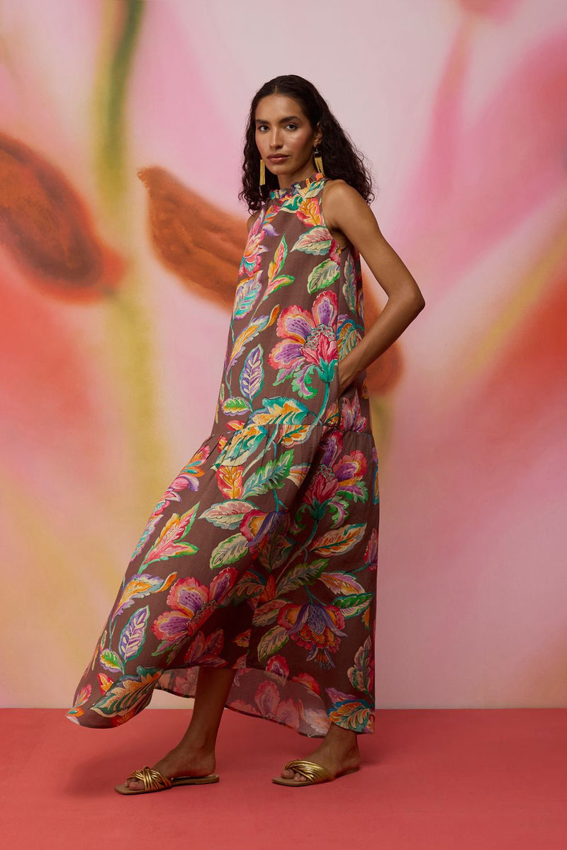 Cocoa Chintz Maxi Dress cotton by World of SiSa for women Worldwide