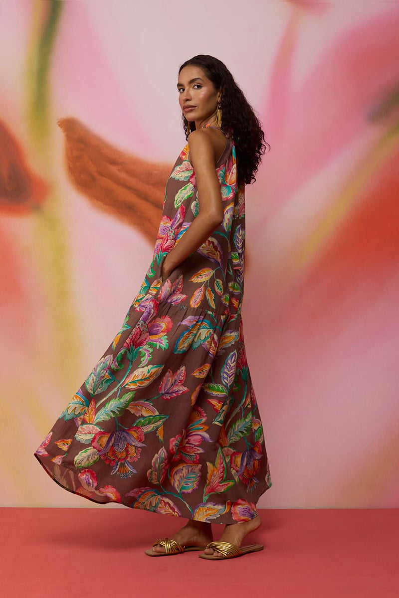 Cocoa Chintz Maxi Dress cotton by World of SiSa for women Worldwide