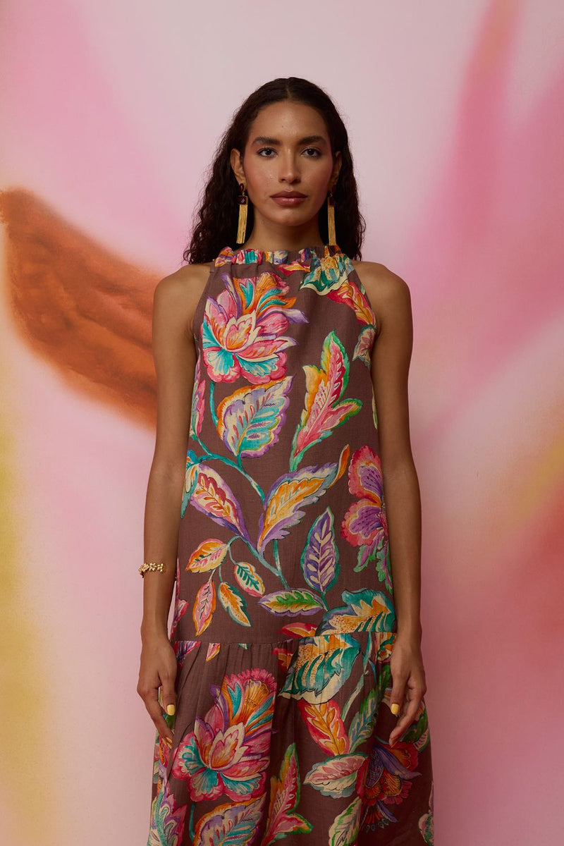 Cocoa Chintz Maxi Dress cotton by World of SiSa for women Worldwide