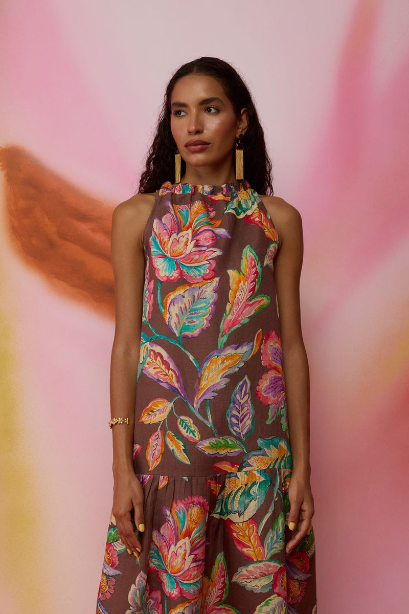 Cocoa Chintz Maxi Dress cotton by World of SiSa for women Worldwide