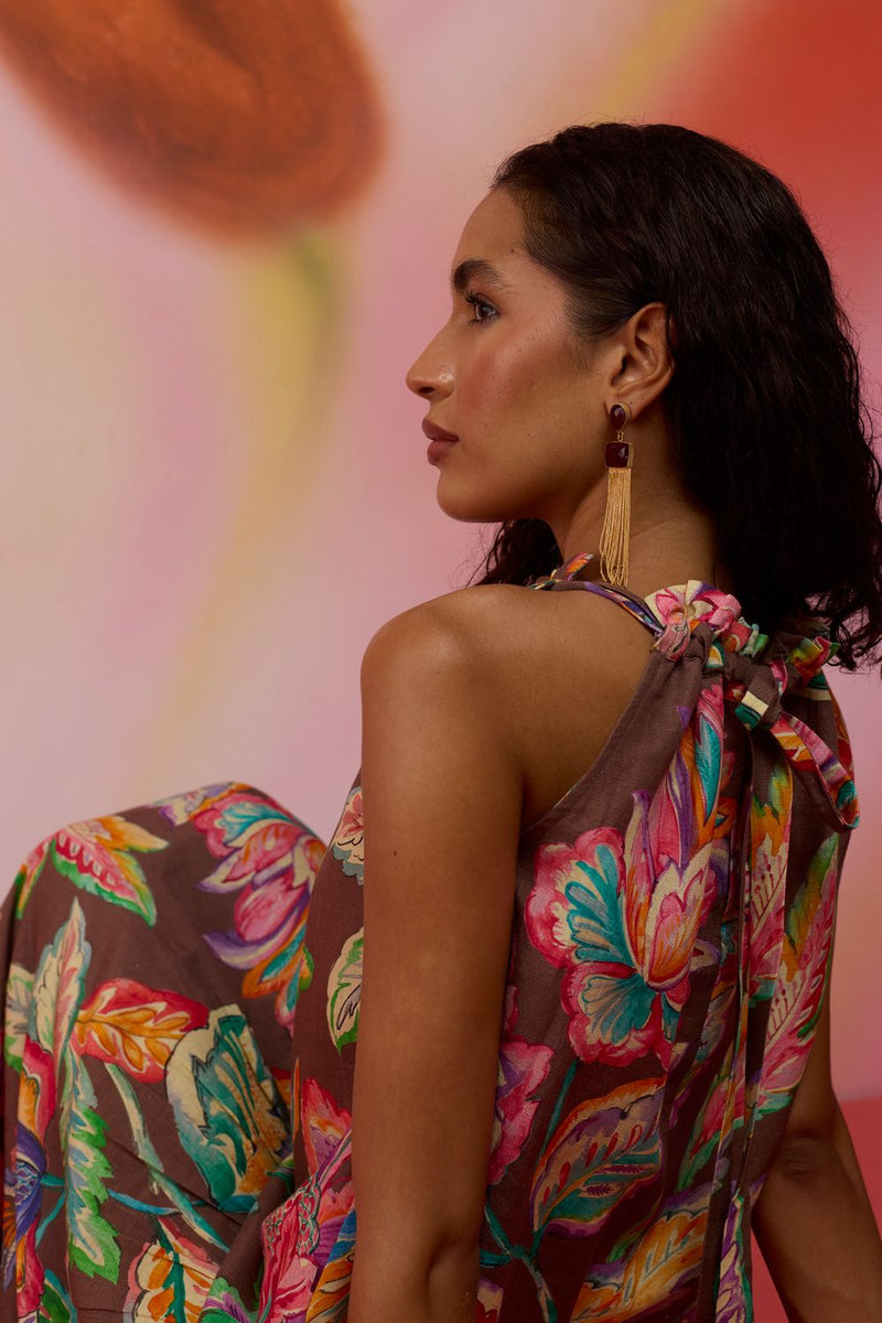 Cocoa Chintz Maxi Dress cotton by World of SiSa for women Worldwide