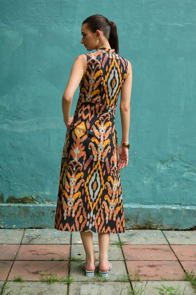 Bohemian Ikat Tie-Knot Dress cotton by World of SiSa for women Worldwide