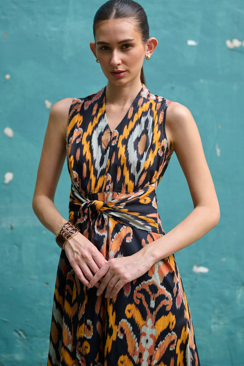 Bohemian Ikat Tie-Knot Dress cotton by World of SiSa for women Worldwide