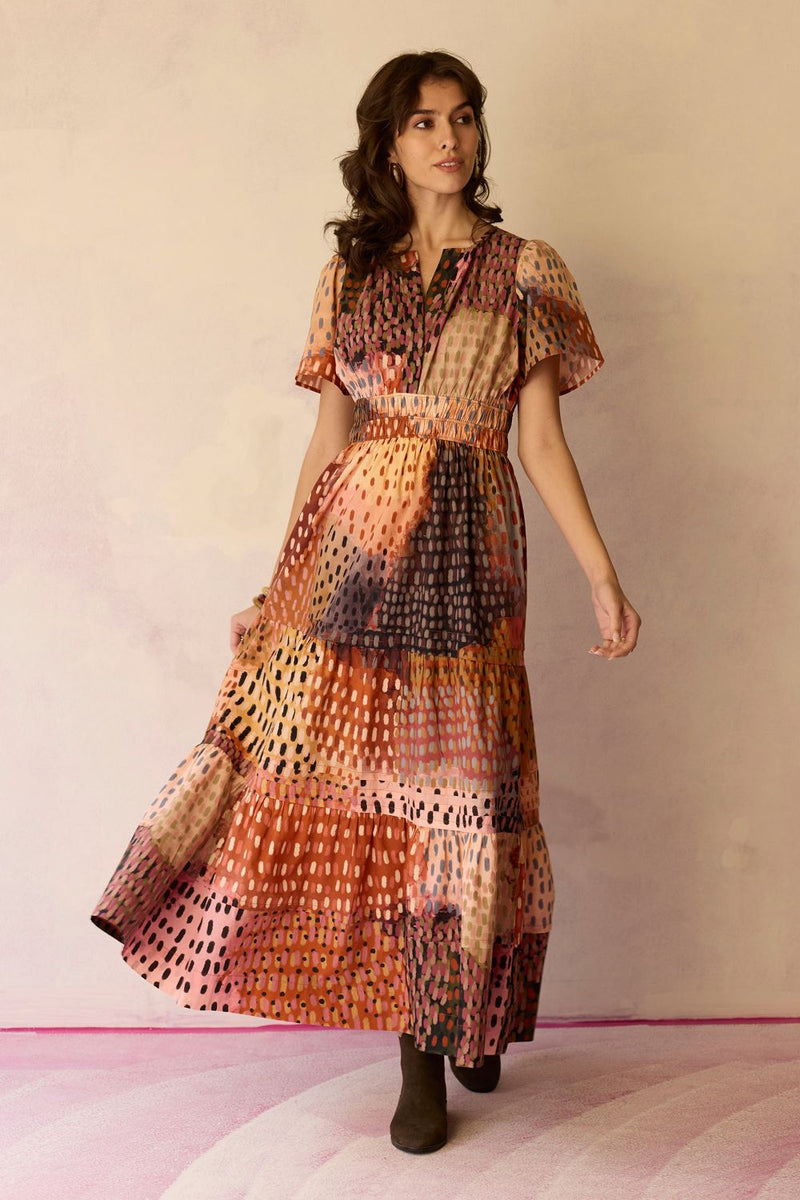 Ember Multi-tonal Tiered Maxi Dress cotton by World of SiSa for women Worldwide