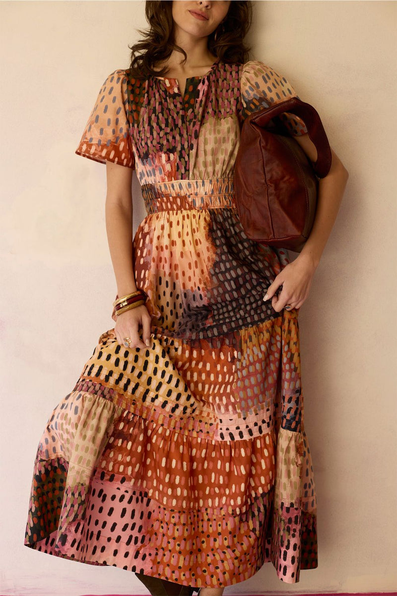 Ember Multi-tonal Tiered Maxi Dress cotton by World of SiSa for women Worldwide