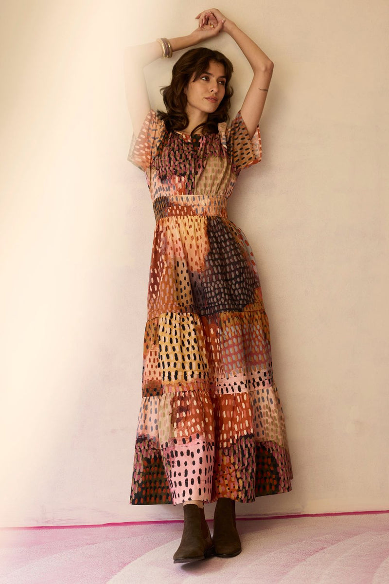 Ember Multi-tonal Tiered Maxi Dress cotton by World of SiSa for women Worldwide