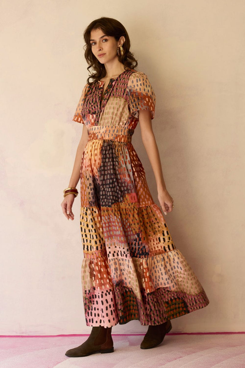 Ember Multi-tonal Tiered Maxi Dress cotton by World of SiSa for women Worldwide