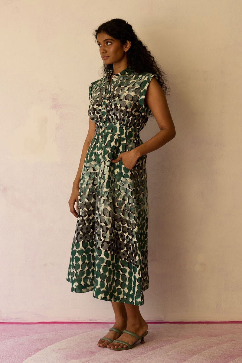 Moss Cap-Sleeved Midi Dress by World of SiSa for women Worldwide