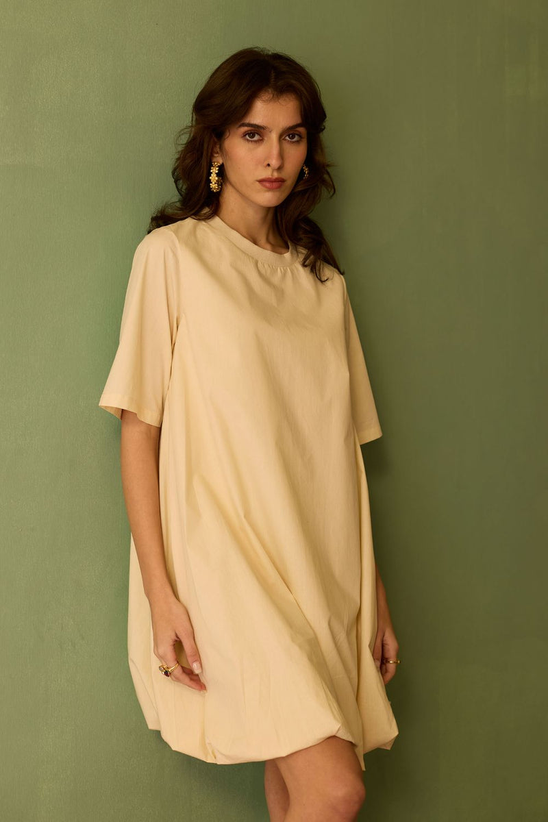 Ivory Bubble Mini Dress cotton by World of SiSa for women Worldwide