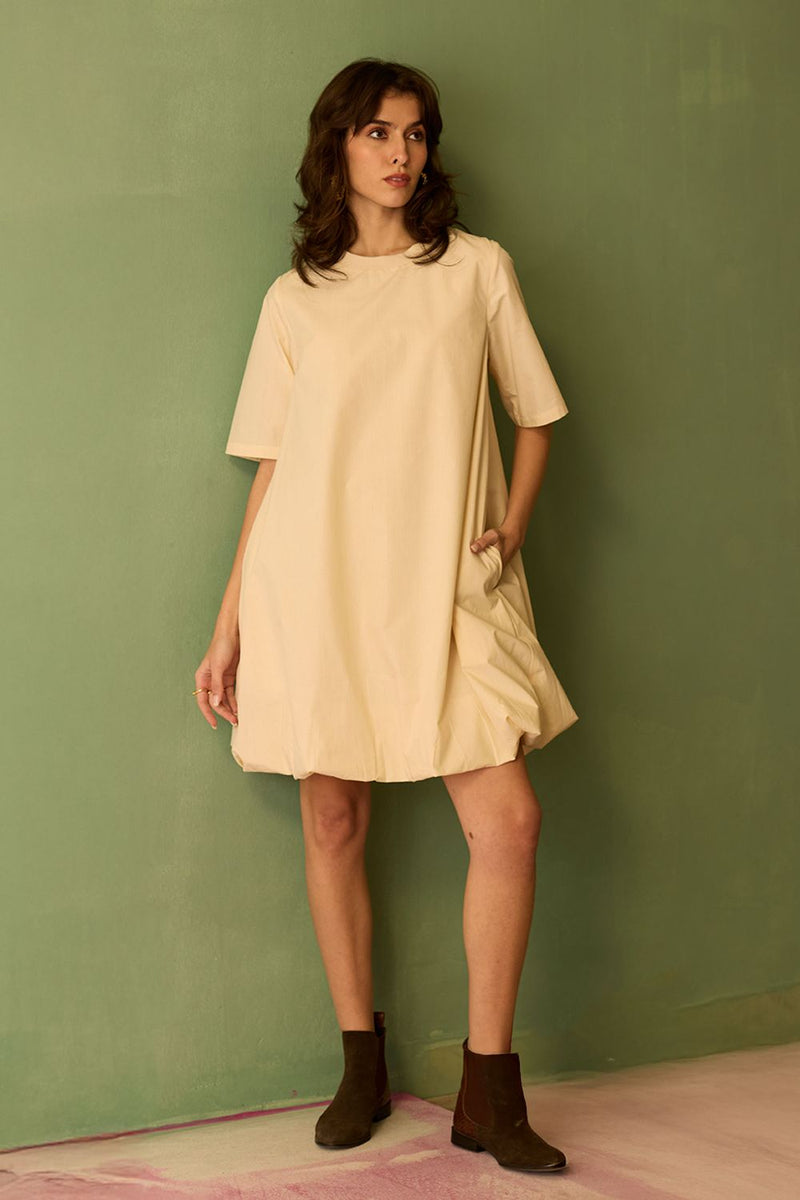 Ivory Bubble Mini Dress cotton by World of SiSa for women Worldwide