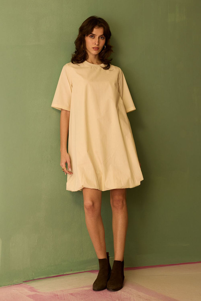 Ivory Bubble Mini Dress cotton by World of SiSa for women Worldwide