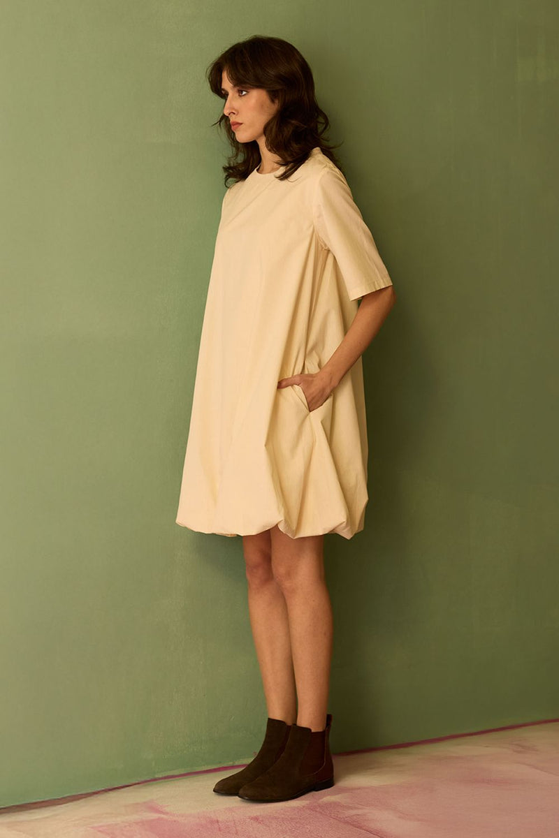 Ivory Bubble Mini Dress cotton by World of SiSa for women Worldwide