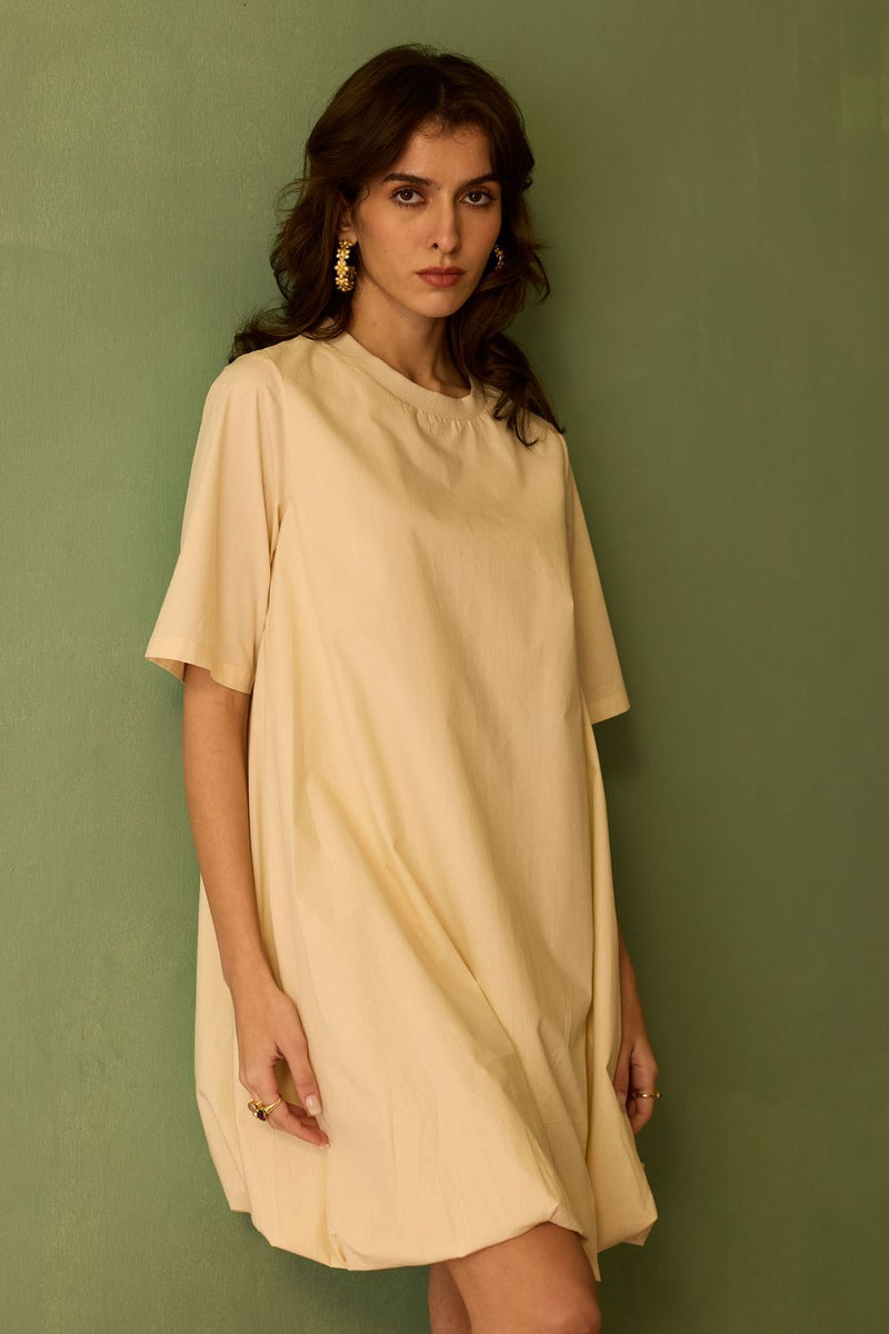 Ivory Bubble Mini Dress cotton by World of SiSa for women Worldwide
