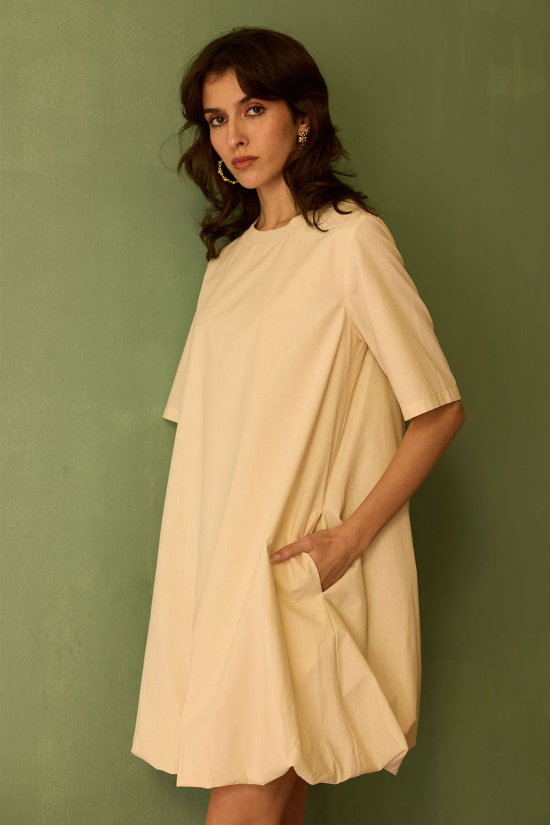 Ivory Bubble Mini Dress cotton by World of SiSa for women Worldwide
