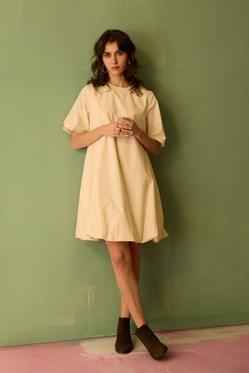 Ivory Bubble Mini Dress cotton by World of SiSa for women Worldwide