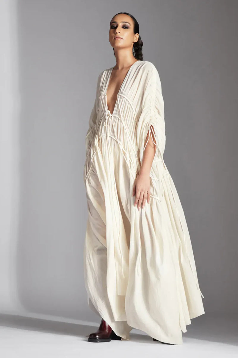Liva Dress-White cotton by Chola in white color for women Worldwide