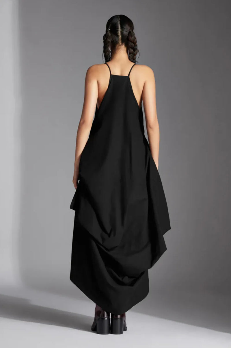 Tove Dress-Black cotton by Chola in black color for women Worldwide