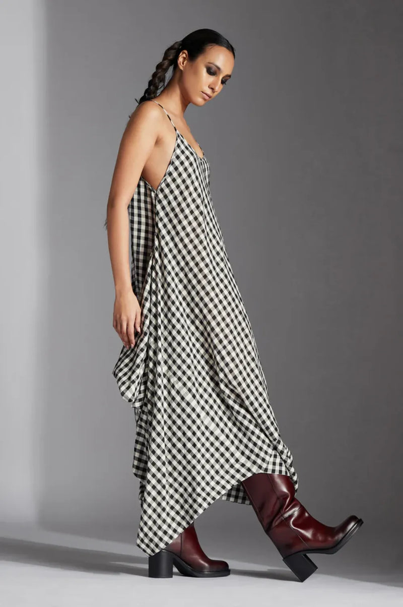 Tove Dress-Black and White mul by Chola in black color for women Worldwide