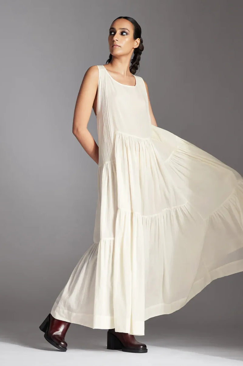 Juna Dress-White cotton by Chola in white color for women Worldwide