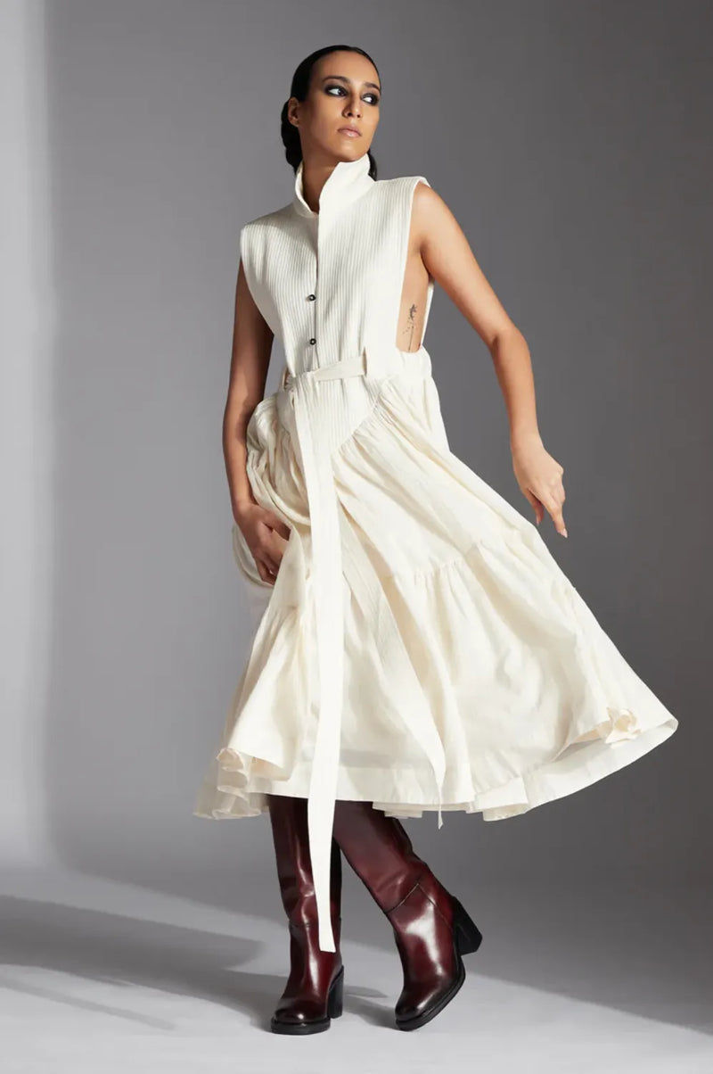 Mirae Dress-White cotton by Chola in white color for women Worldwide