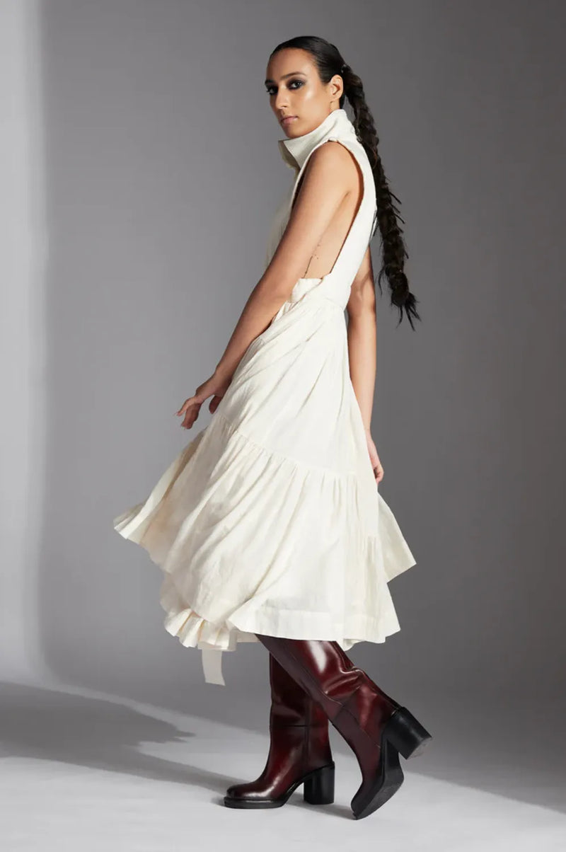Mirae Dress-White cotton by Chola in white color for women Worldwide