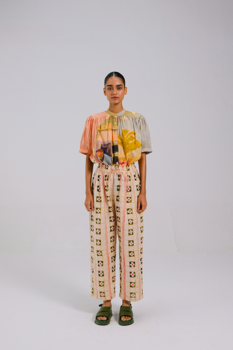 DRAWSTRING PANTS - Tiles all linen by CORD for women Worldwide