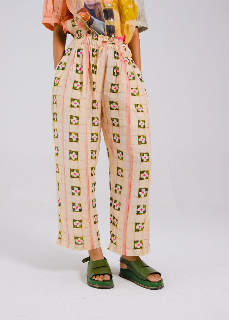 DRAWSTRING PANTS - Tiles all linen by CORD for women Worldwide