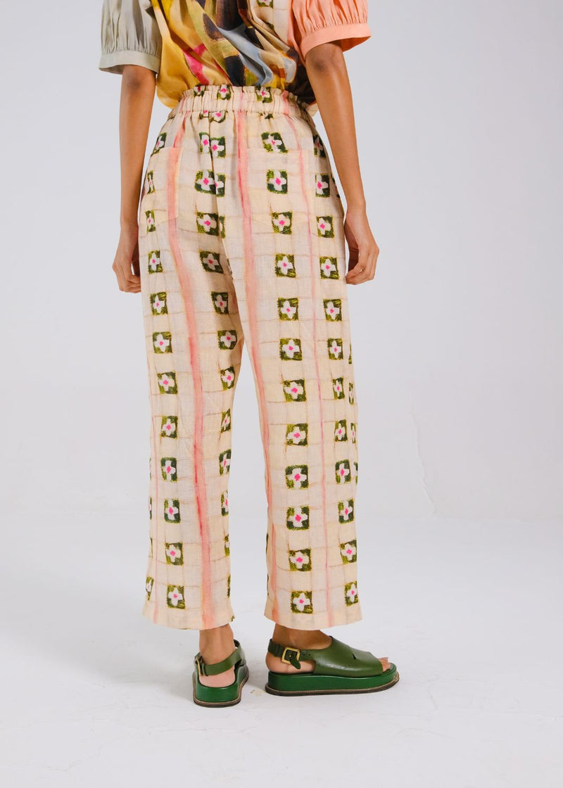 DRAWSTRING PANTS - Tiles all linen by CORD for women Worldwide
