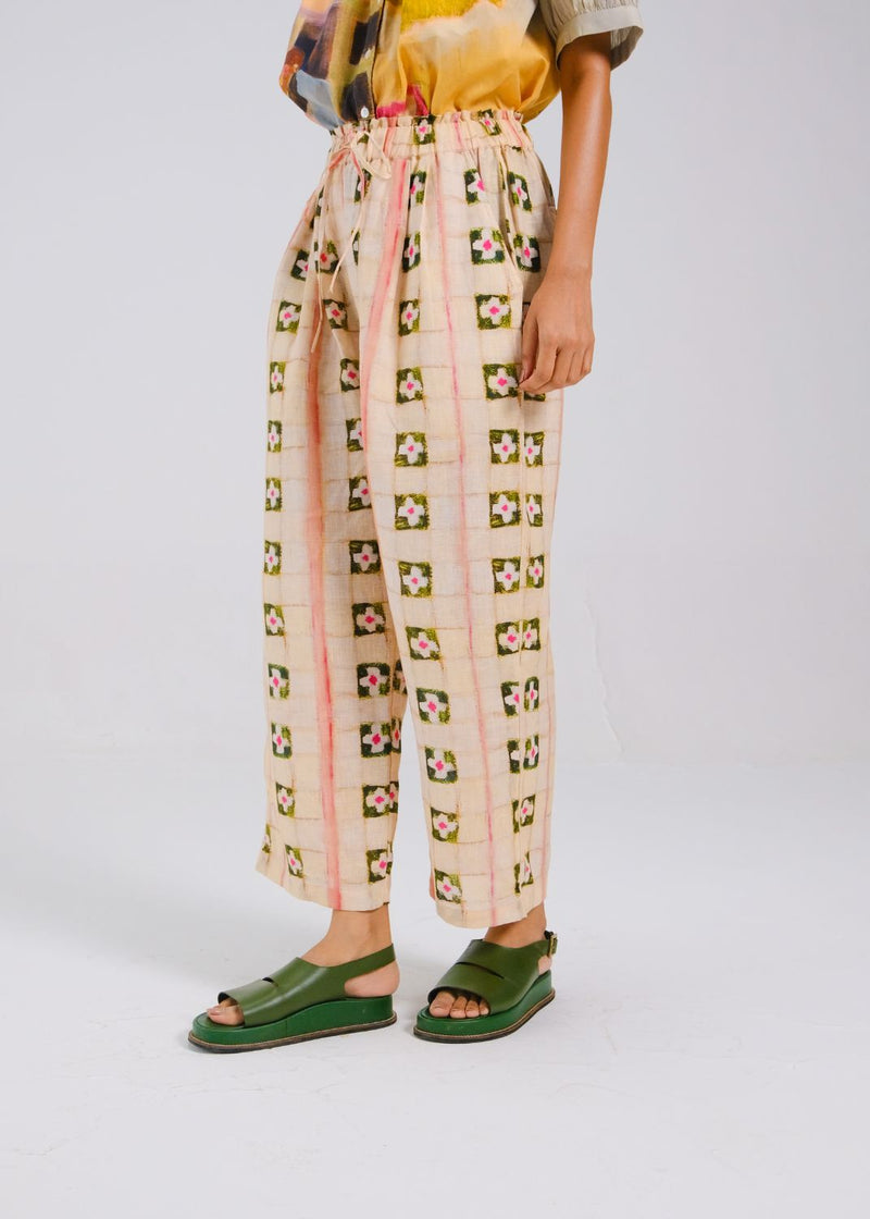 DRAWSTRING PANTS - Tiles all linen by CORD for women Worldwide