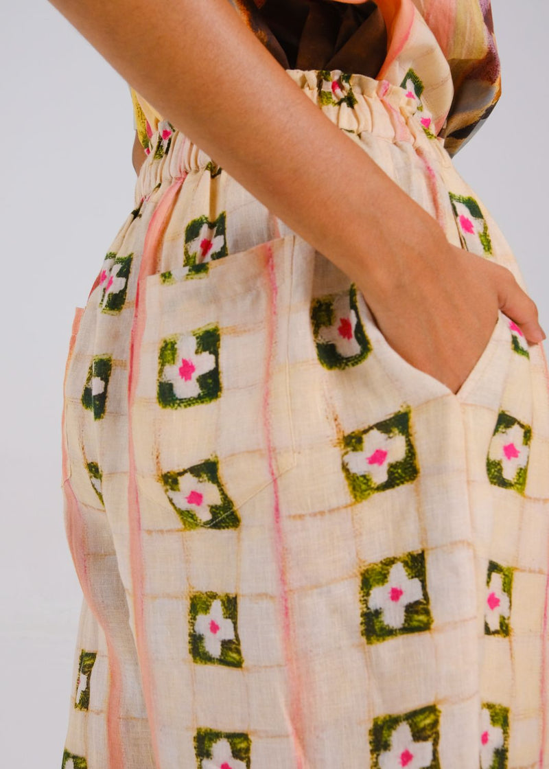 DRAWSTRING PANTS - Tiles all linen by CORD for women Worldwide