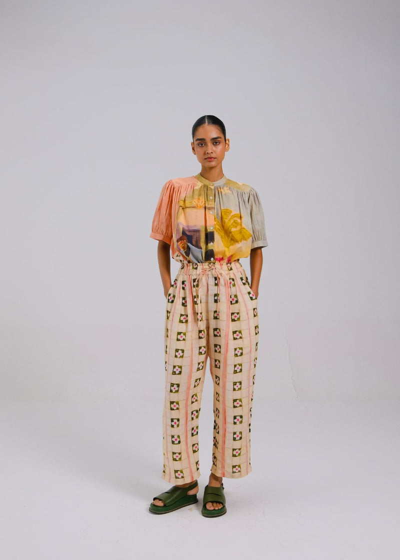 DRAWSTRING PANTS - Tiles all linen by CORD for women Worldwide