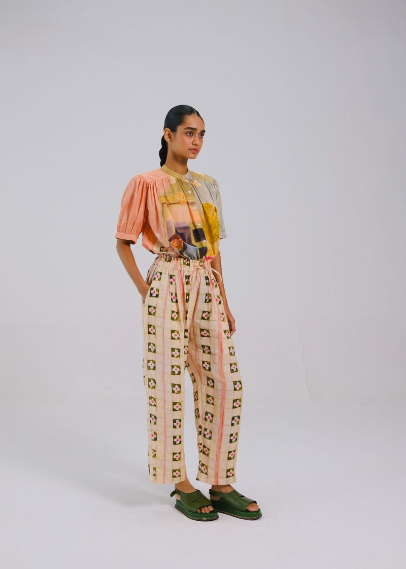 DRAWSTRING PANTS - Tiles all linen by CORD for women Worldwide