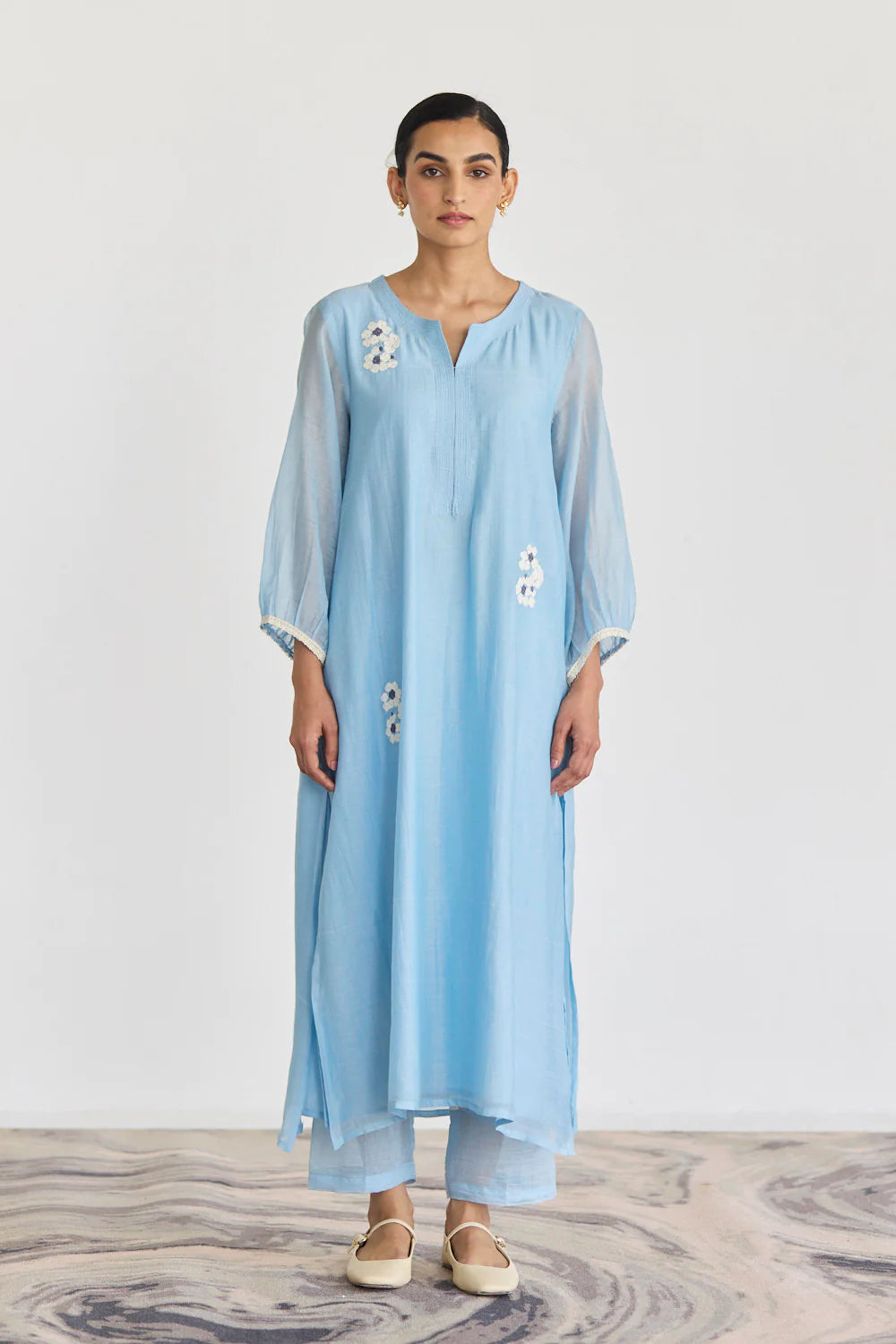 DREAMY POWDER BLUE AND IVORY KURTA SET