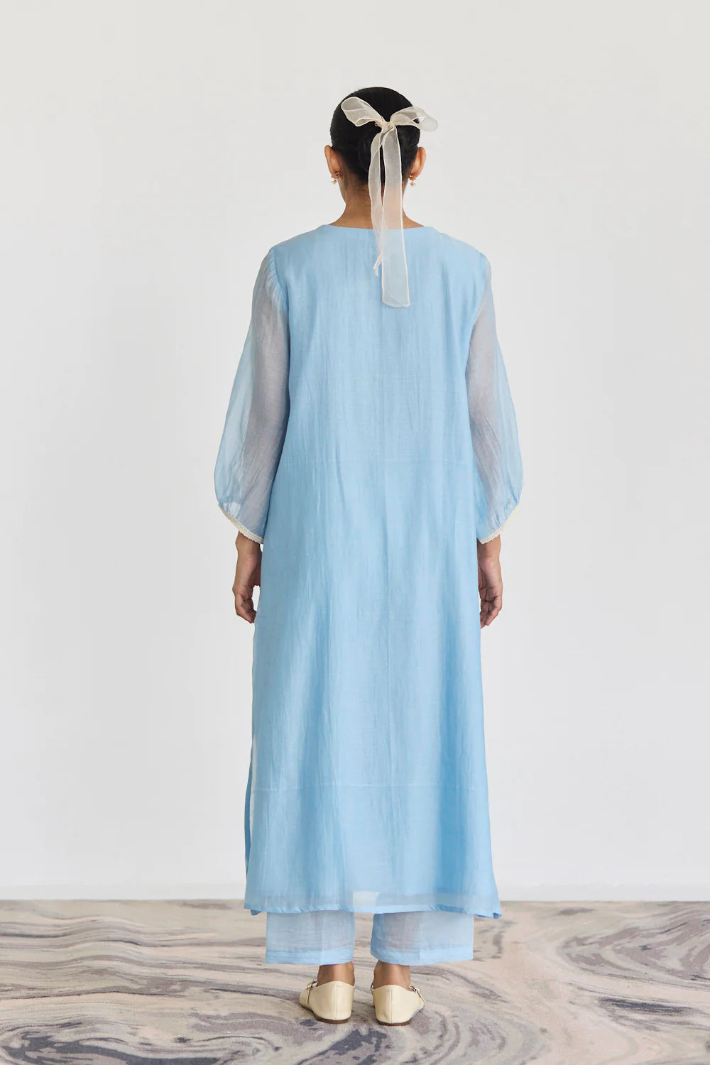 DREAMY POWDER BLUE AND IVORY KURTA SET