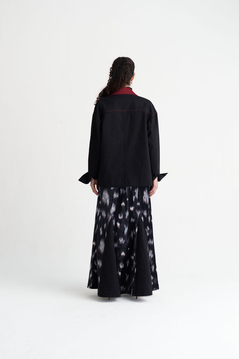 Unisex Denim Jacket-Black denim jacket/overlay by THREE in black for women Worldwide